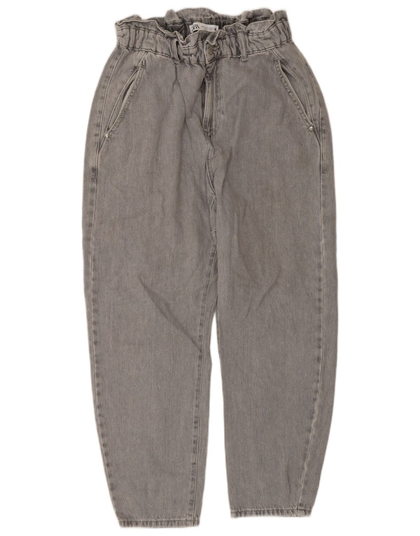 Zara Womens Crop High Waist Tapered Jeans EU 38 Small W28 L26 Grey Cotton