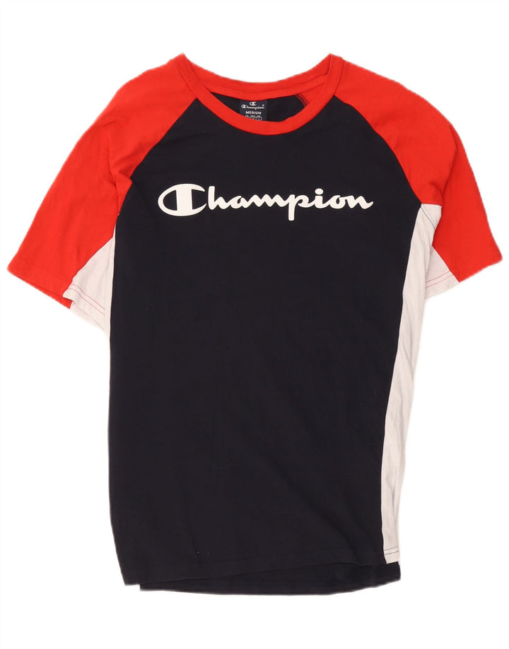 Tricou grafic pentru bărbați Champion Top mediu, albastru bleumarin, bumbac color bloc