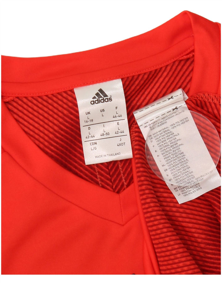 Tricou Adidas Climacool pentru băieți Top 15-16 ani Poliester cu dungi roșii mari