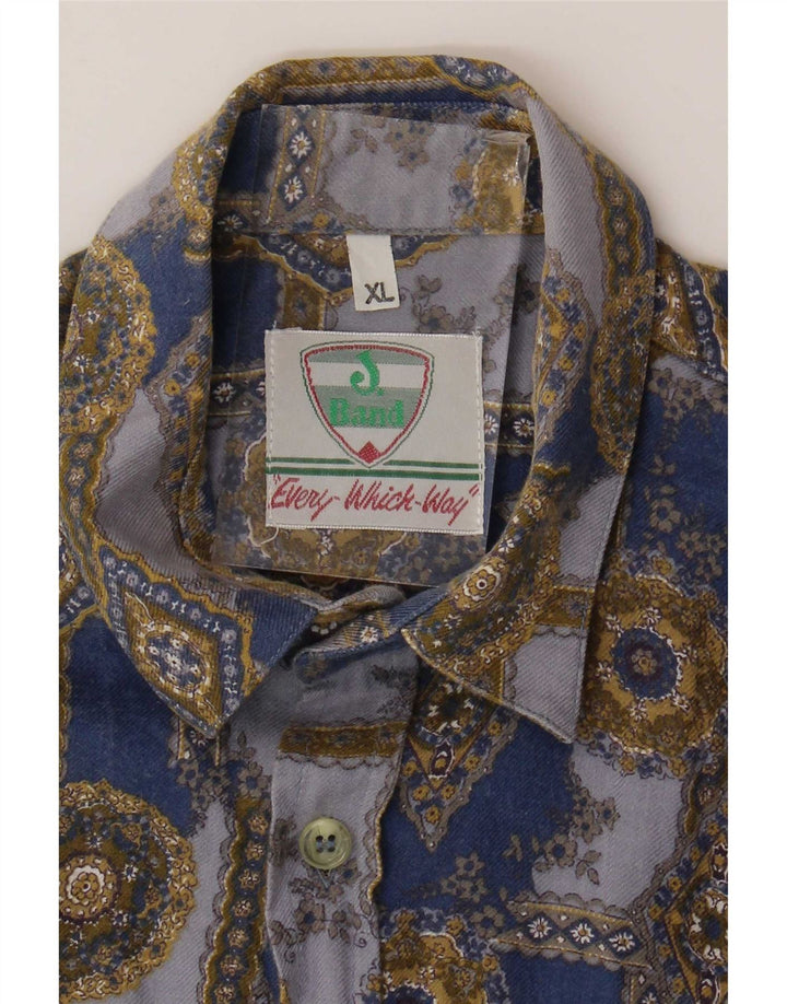 Cămașă Vintage Băieți 12-13 Ani XL Albastru Geometric