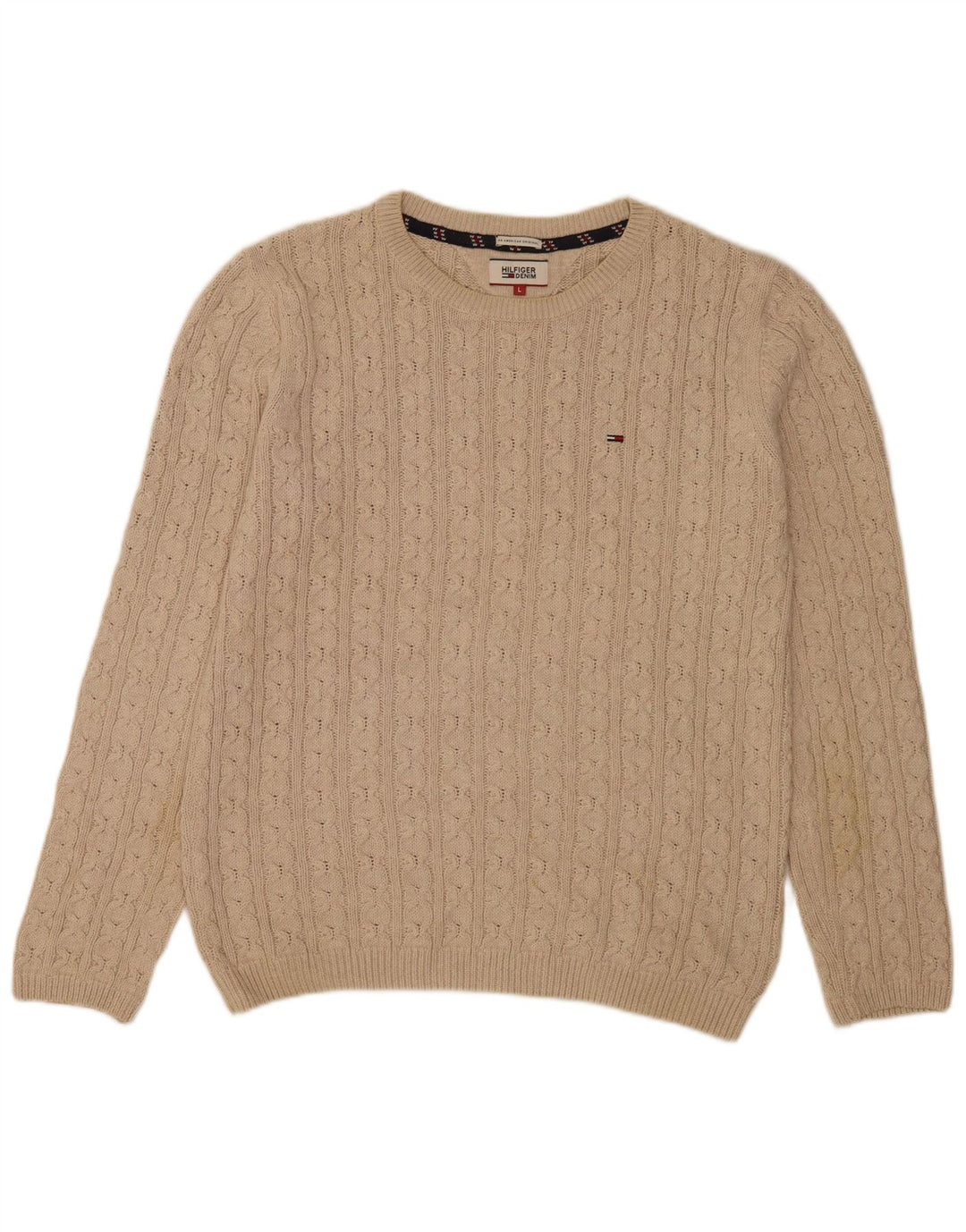 Pulover pentru bărbați Tommy Hilfiger, cu gât crew, mare, bej, clasic