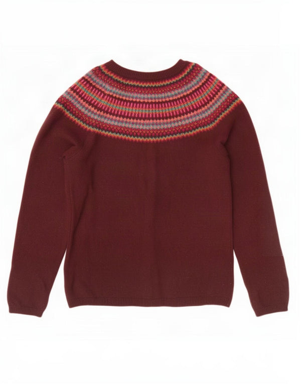 Pulover cardigan pentru femei Seasalt Cornwall UK 12 Medium Burgundy Fair Isle