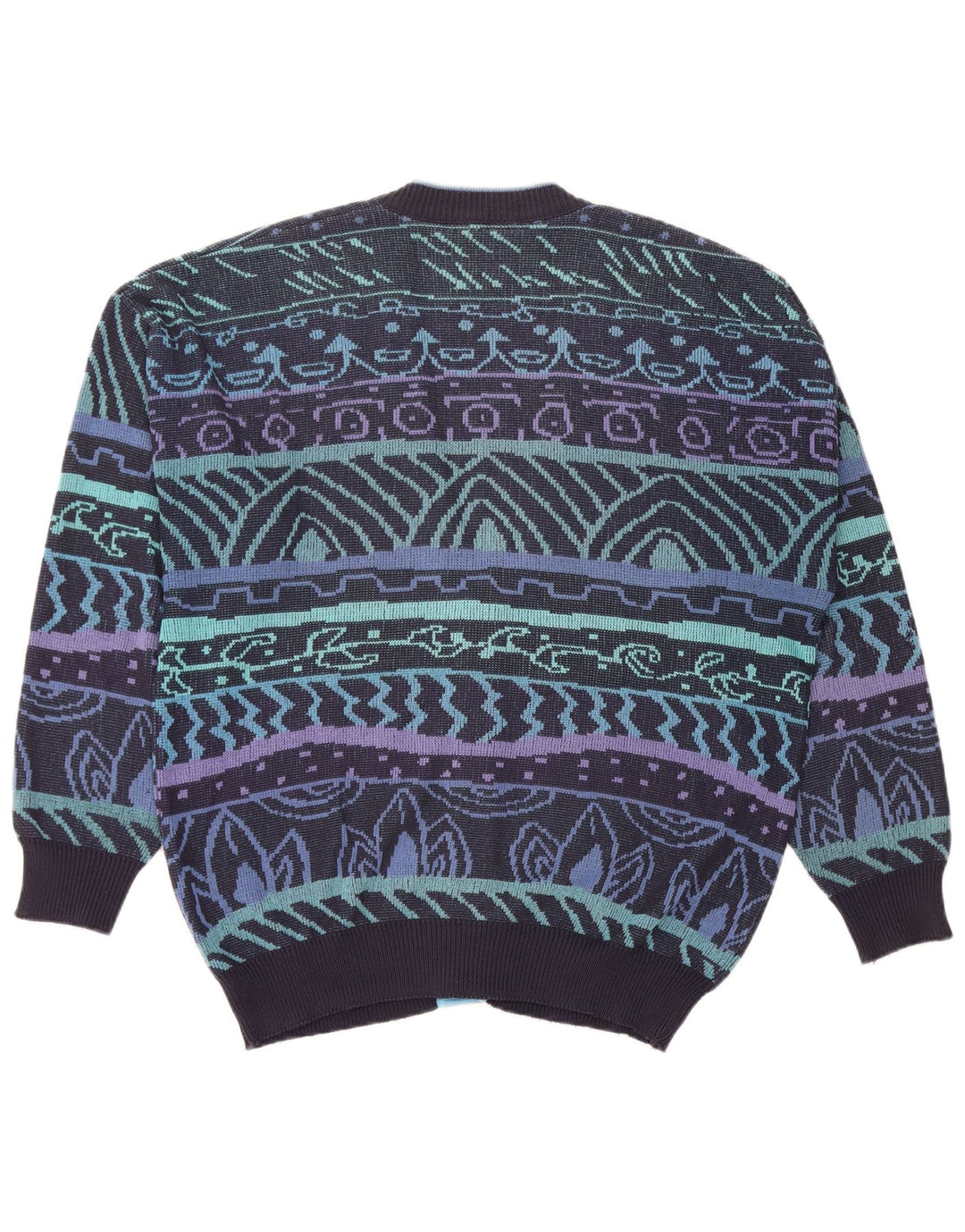 Pulover cardigan pentru bărbați JAC IT 52 mare din bumbac geometric albastru