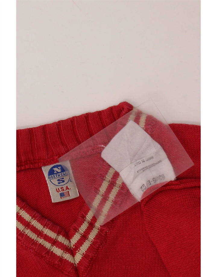 NORTH SAILS Pulover supradimensionat pentru femei cu decolteu în V UK 10 Bumbac roșu mic