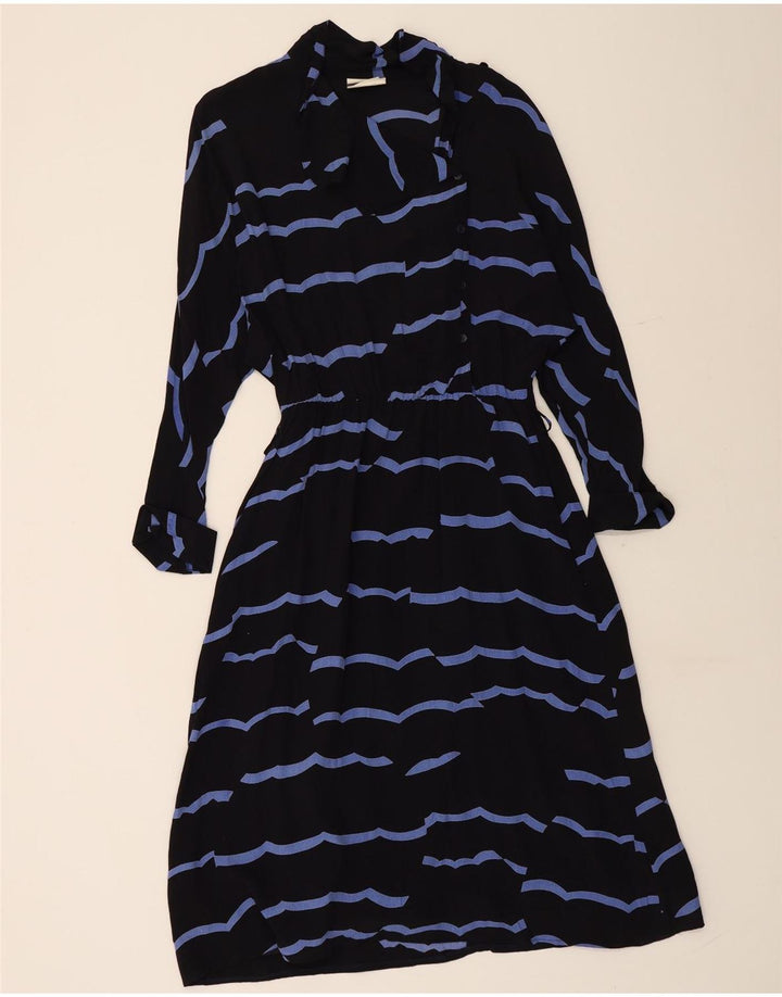 VINTAGE Rochie Maxi pentru Femei cu mâneci 3/4 IT 42 Mediu Negru, Viscoză cu dungi