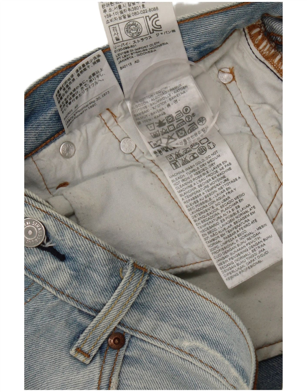 Blugi drepți distressed 501 Levi's pentru bărbați L27 L27 Bumbac albastru