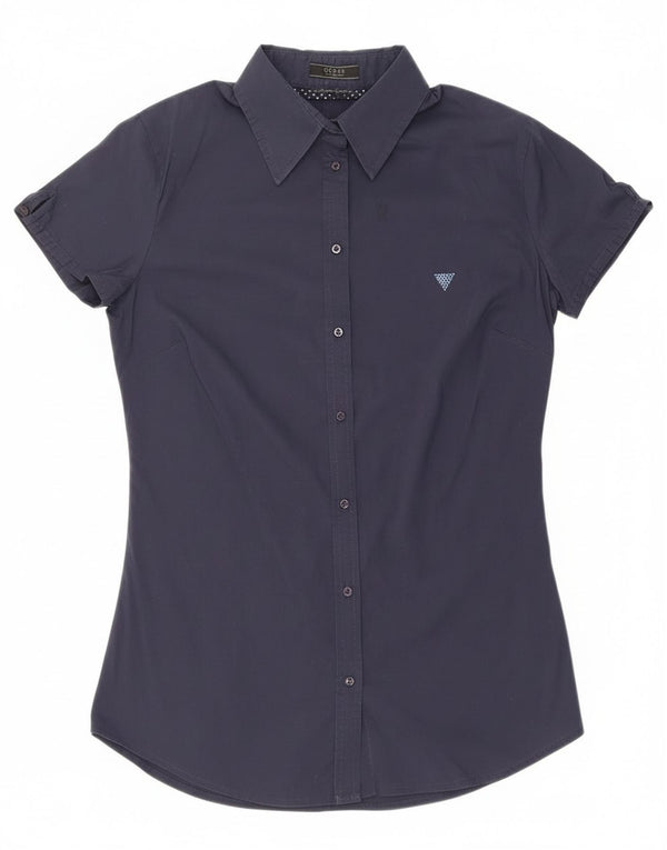 Cămașă cu mânecă scurtă Guess pentru femei UK 8, bumbac bleumarin mic