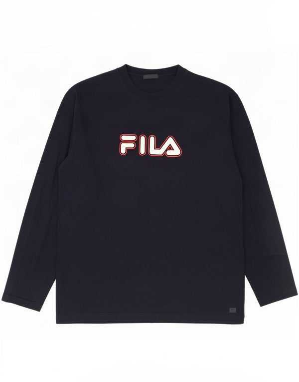 Top grafic pentru bărbați Fila cu mânecă lungă, XL, bleumarin, bumbac