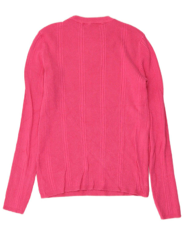 Marks & Spencer Womens Crew Neck Jumper Sweater UK 10 Small Pink Viscose