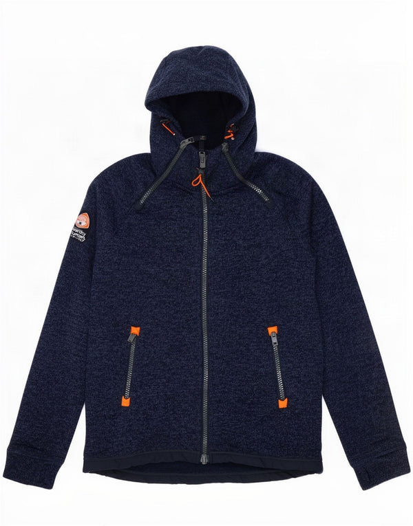 Jachetă de trening cu glugă Superdry pentru bărbați, XL, nailon cu pături, albastru bleumarin