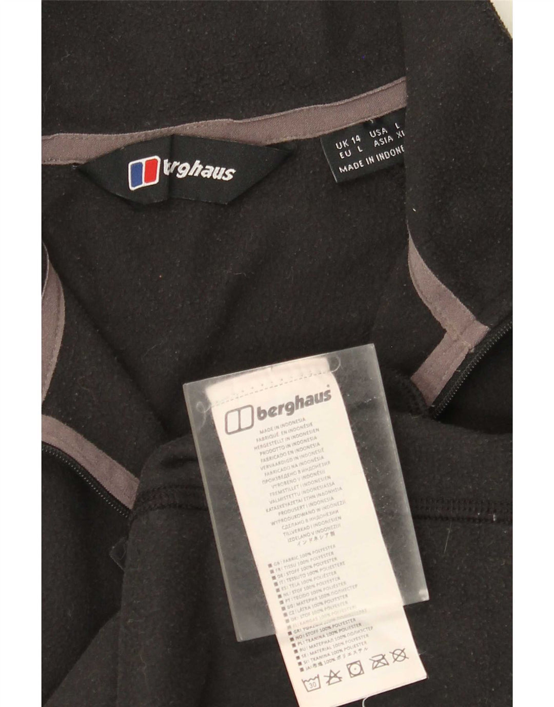 Jumper pentru femei Berghaus, cu fermoar și gât, din lână UK 14, mare, negru, poliester