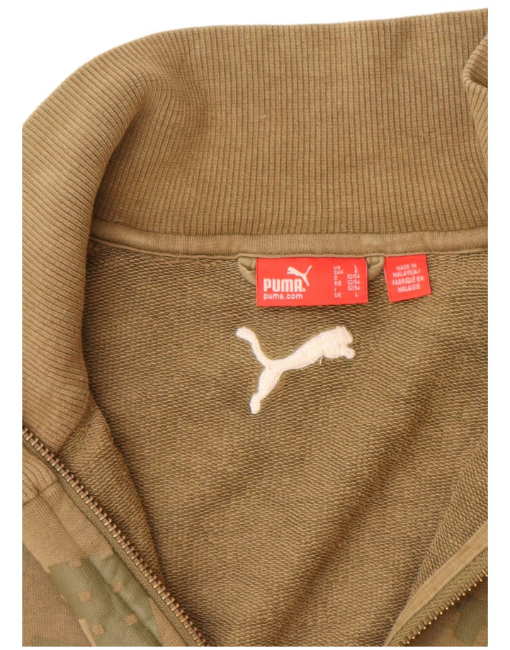 Jachetă de top pentru trening grafic PUMA pentru bărbați, kaki mare