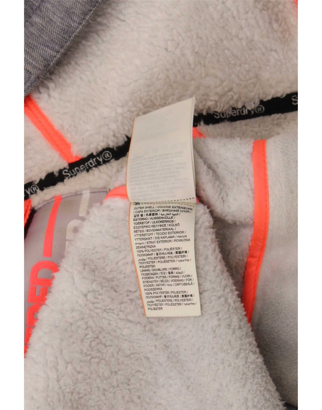 Jachetă de vânt cu glugă Superdry pentru femei UK 16, mare, gri, poliester