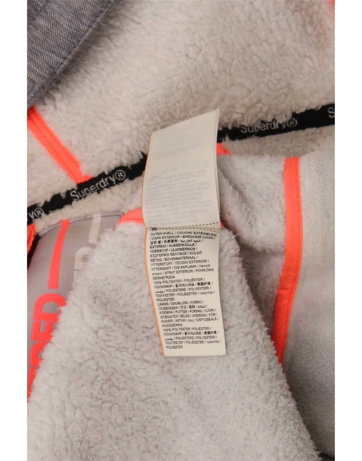 Jachetă de vânt cu glugă Superdry pentru femei UK 16, mare, gri, poliester