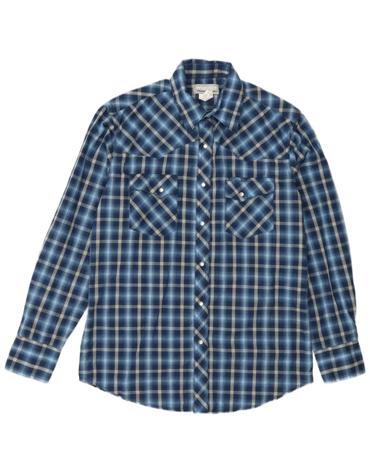 Cămașă de flanel pentru bărbați Wrangler, bumbac cu carouri, albastru bleumarin mediu