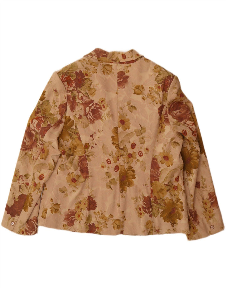 Jachetă ELLE pentru femei, cu 2 nasturi, UK 20 2XL, bumbac floral, bej
