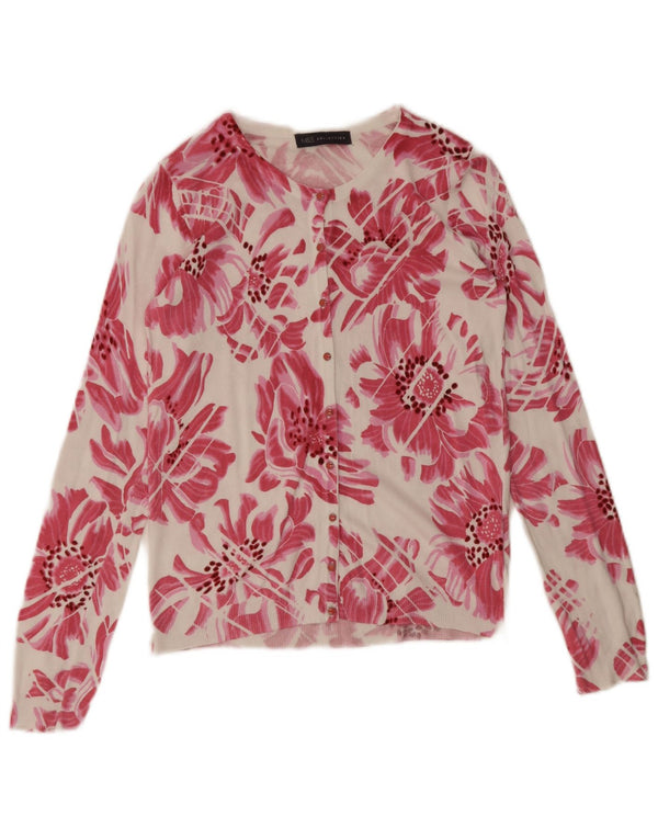 Pulover cardigan pentru femei Marks & Spencer UK 8 mic roz cu viscoză florală
