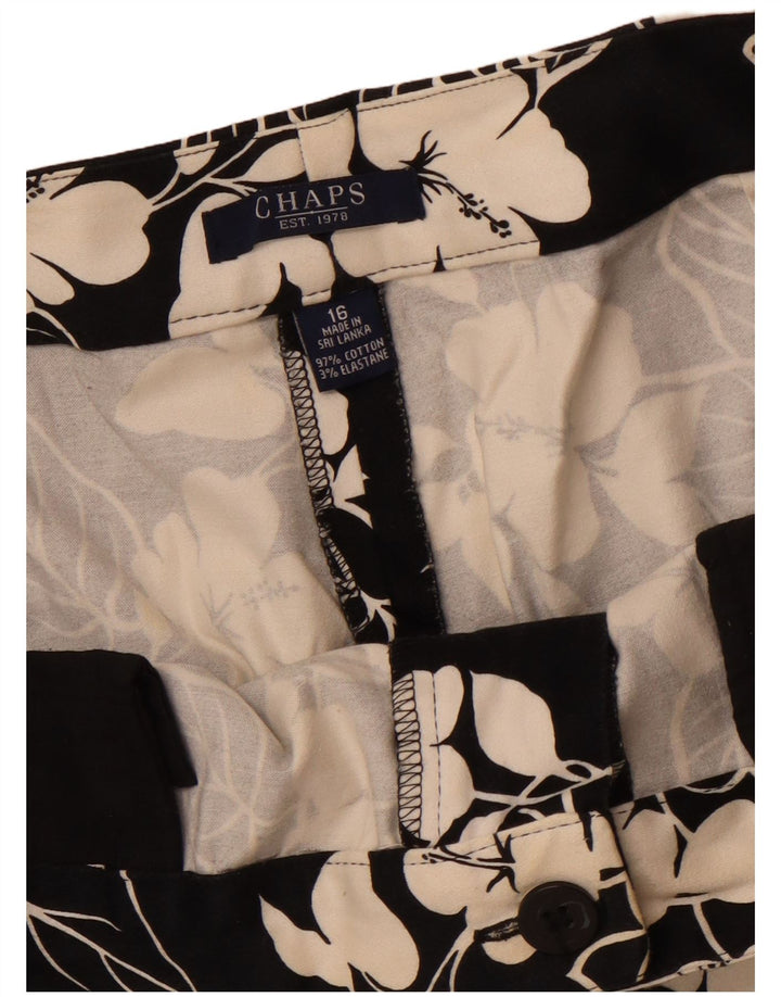 Pantaloni capri drepti pentru femei CHAPS US 16 2XL W38 L20 bumbac floral negru