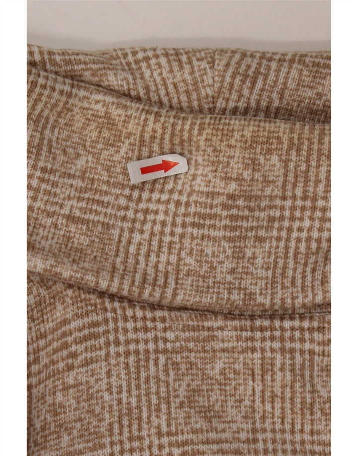 J. CREW Pulover cu gât rulat pentru femei UK 14 Poliester cu carouri medii, bej