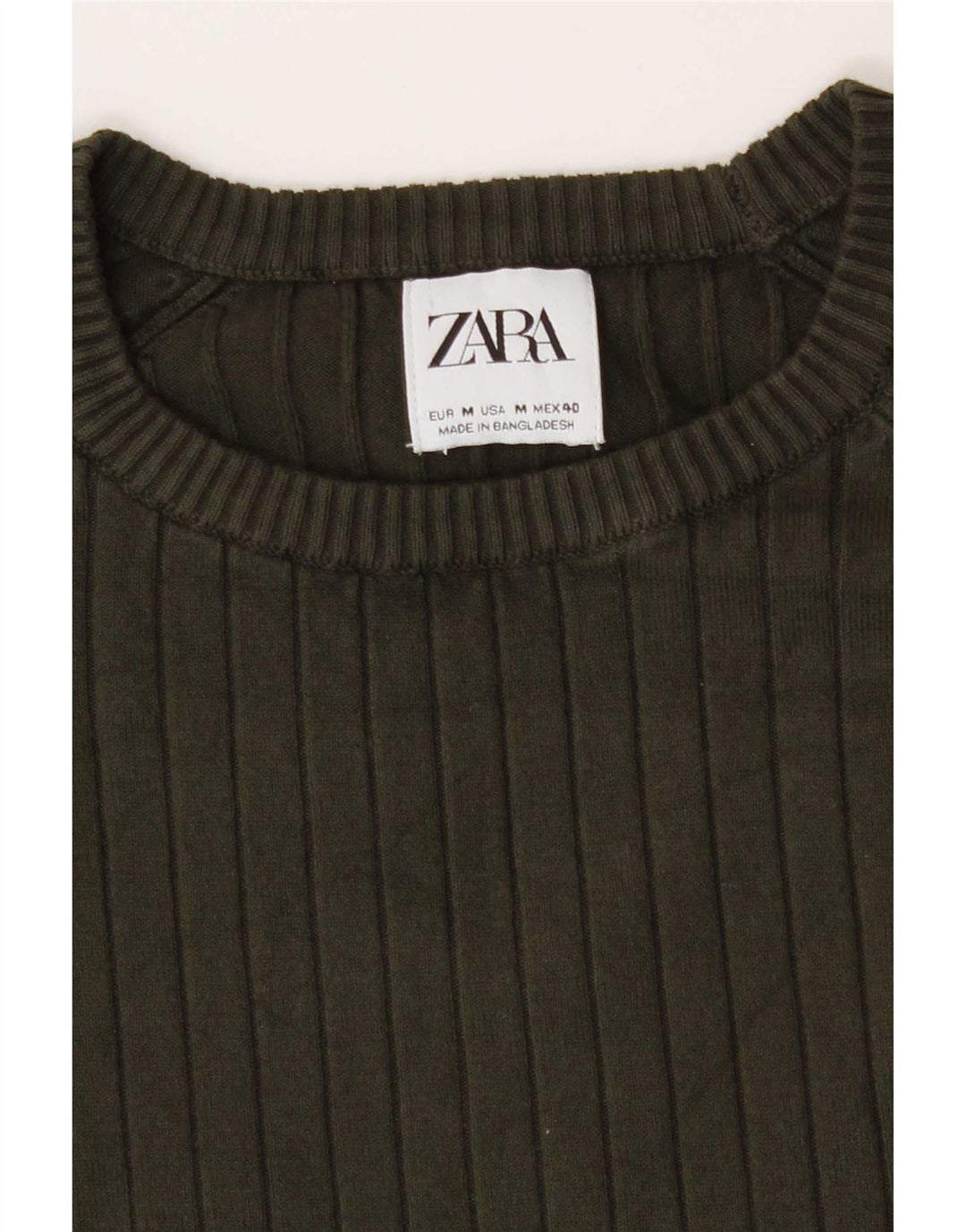 Pulover pentru bărbați Zara, cu gât crew, kaki mediu