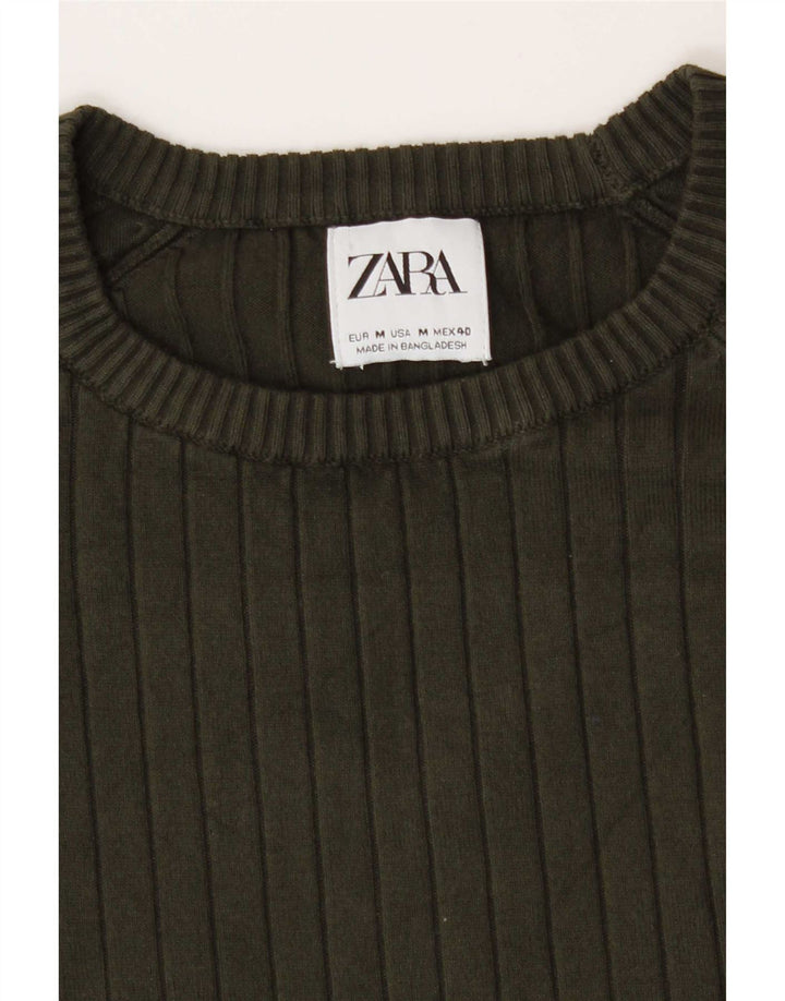 Pulover pentru bărbați Zara, cu gât crew, kaki mediu