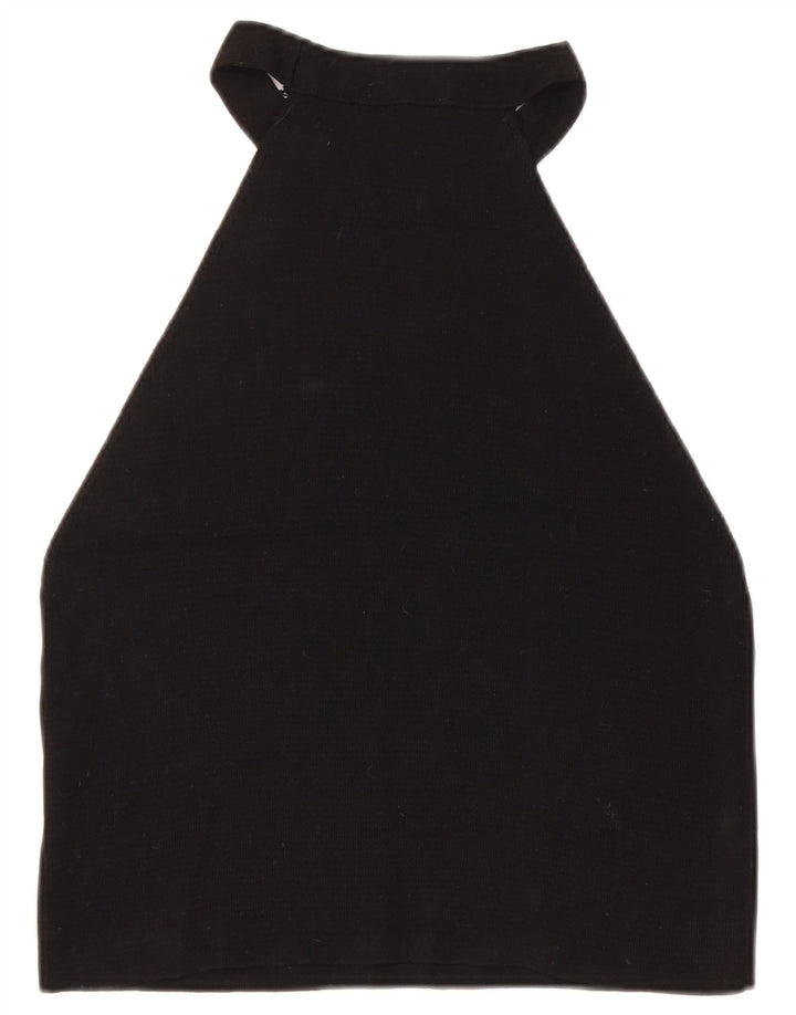 Topshop pentru femei Halter Crop Top UK 14 Large Black Viscose