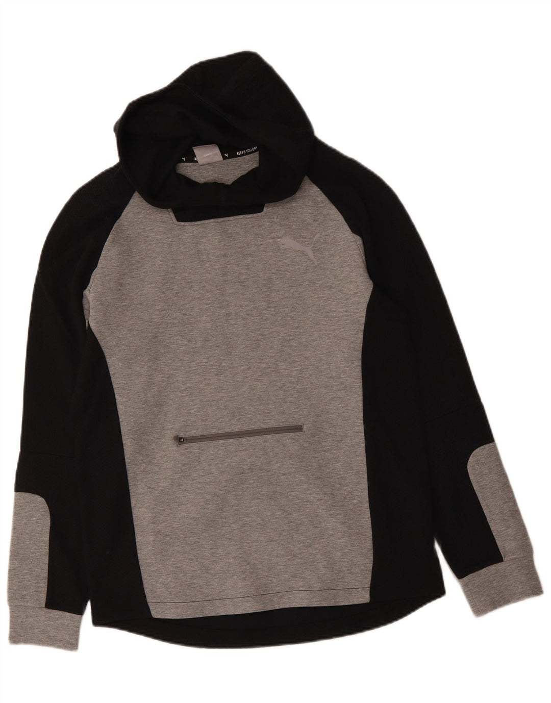 Pulover Puma pentru bărbați, bumbac color bloc, gri mediu