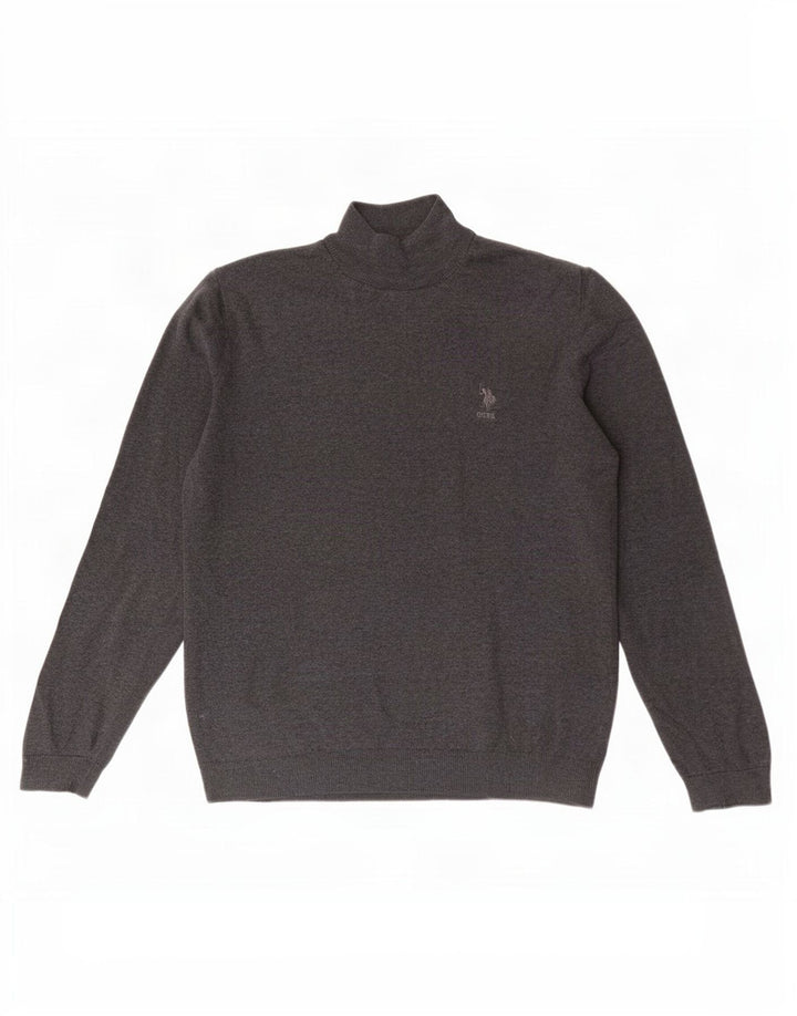 U.S. Polo Assn. Pulover pentru bărbați cu gât țestoasă, mare, gri