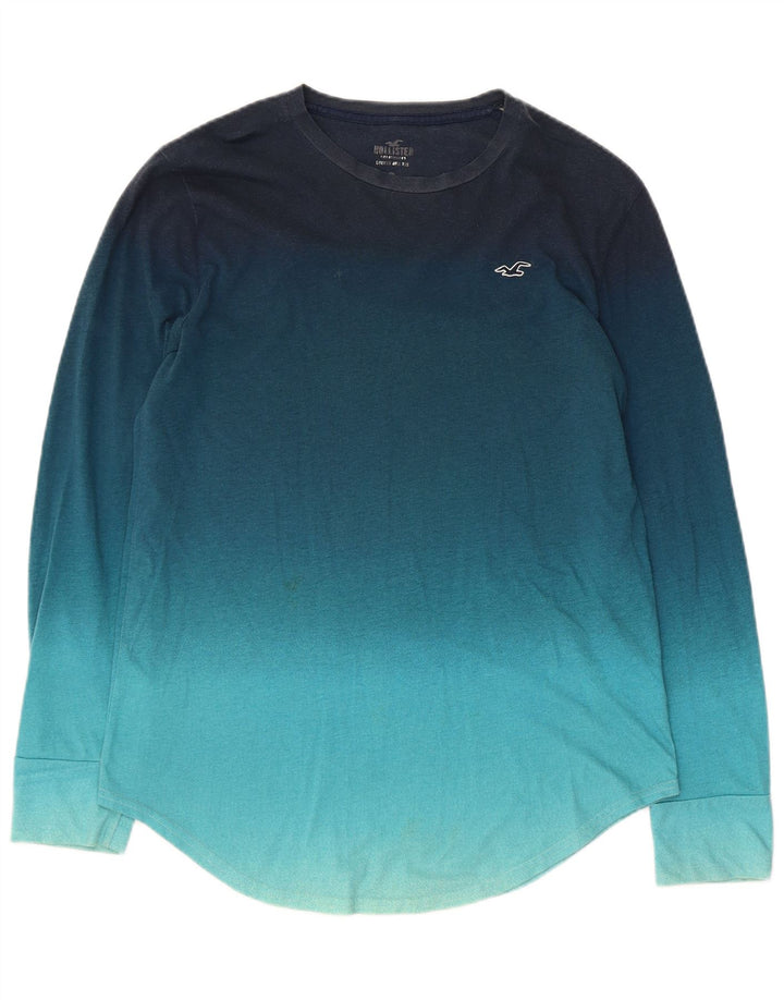 Hollister Top pentru bărbați cu mânecă lungă, mic albastru, bumbac color bloc