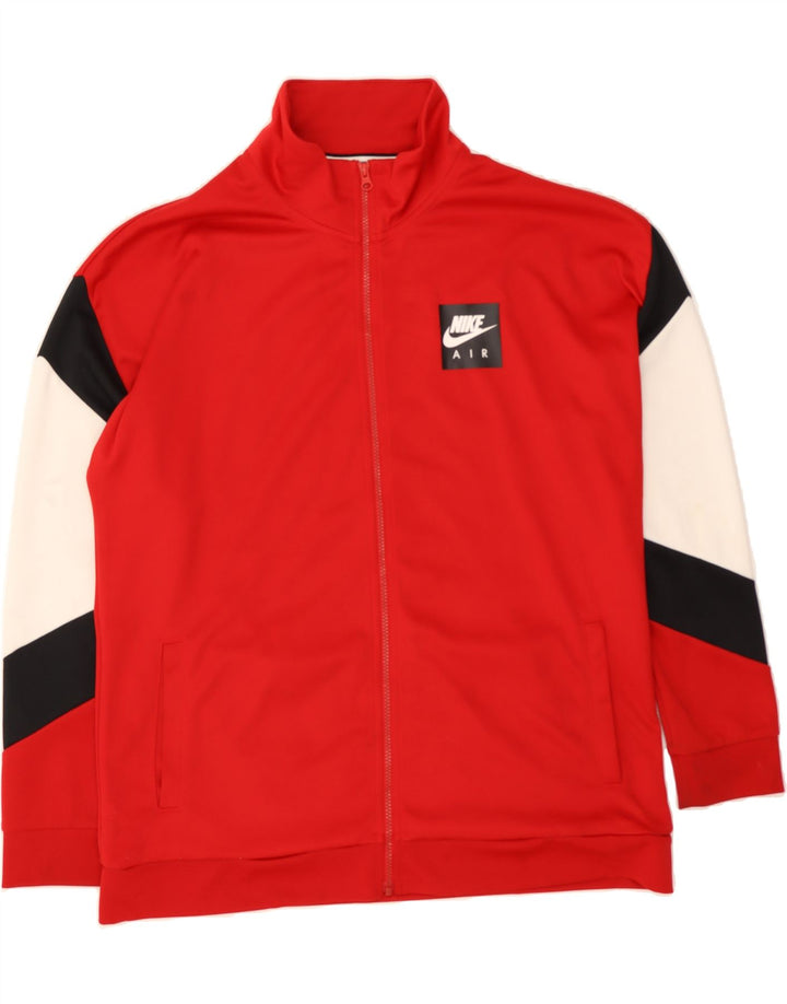 NIKE Mens Graphic Tracksuit Top Jacket XL Red Colourblock Polyester Vintage Nike and Second-Hand Nike from Messina Hembry 