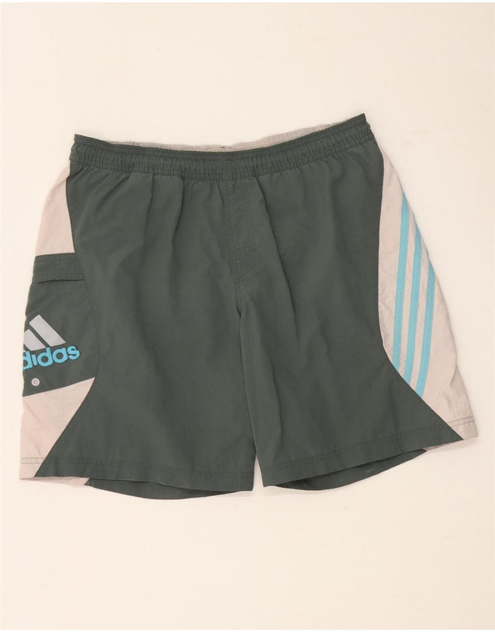 Pantaloni scurți de înot Adidas pentru bărbați, mediu kaki, poliamidă color bloc