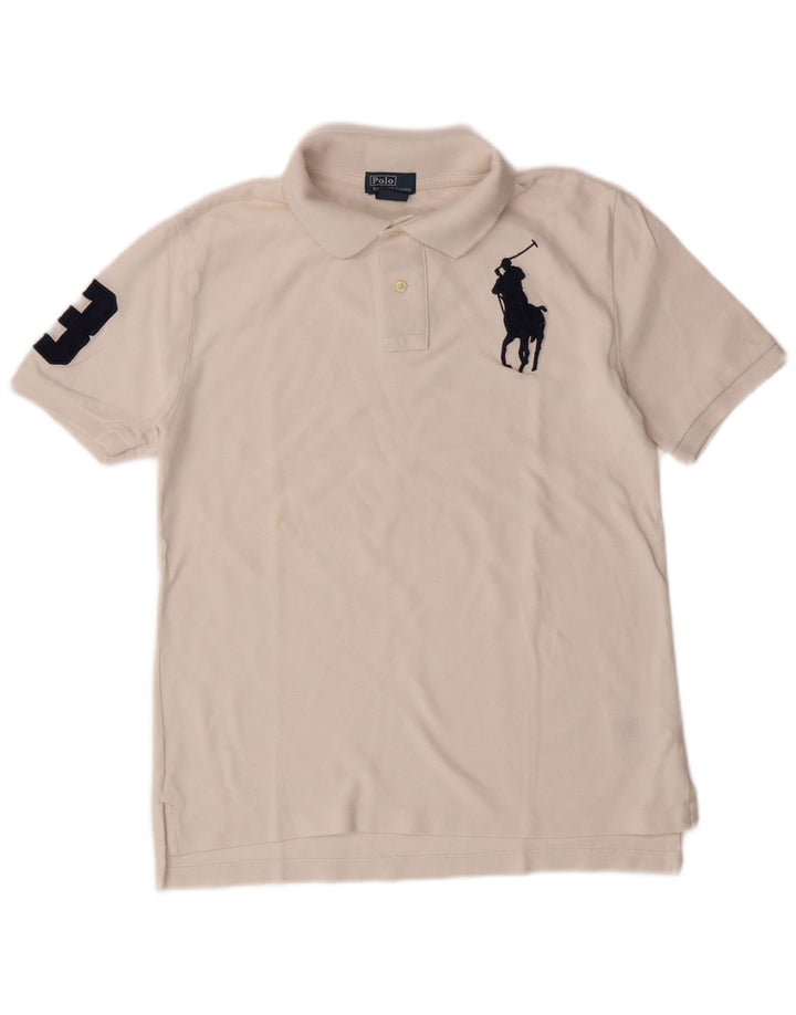 POLO RALPH LAUREN Tricou polo cu grafic pentru baieti 14-15 ani, mare, alb, bumbac