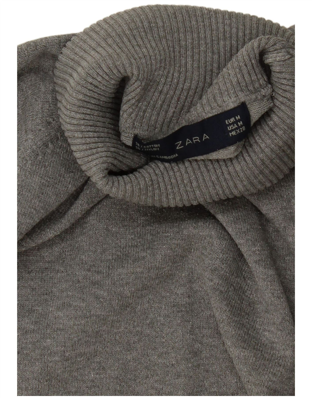 Pulover cu gât rulat Zara pentru femei UK 12 Gri mediu