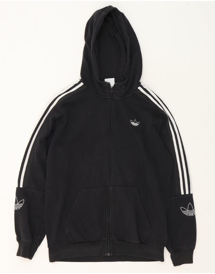 Pulover ADIDAS pentru bărbați, cu fermoar, bumbac mediu negru