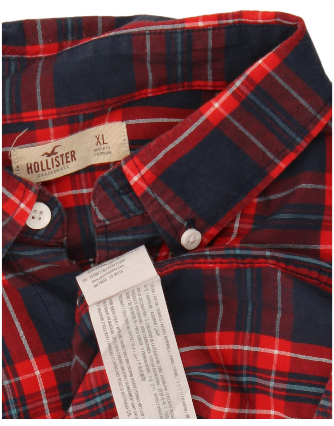 Cămașă de flanel pentru bărbați HOLLISTER XL, bumbac cu carouri bleumarin
