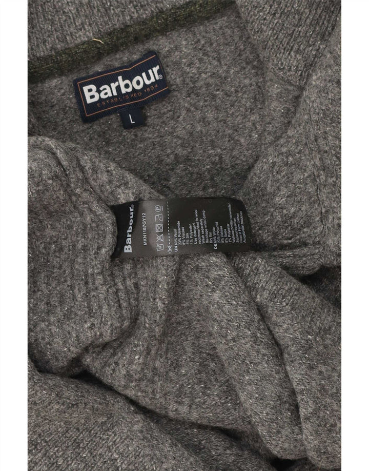 Pulover Barbour pentru femei, cu fermoar și gât, UK 16, lână mare, gri