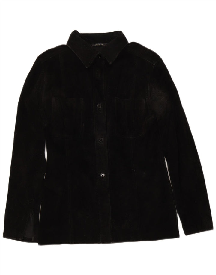 Cămașă Vintage pentru femei Cămașă din piele intoarsa IT 46 Large Negru