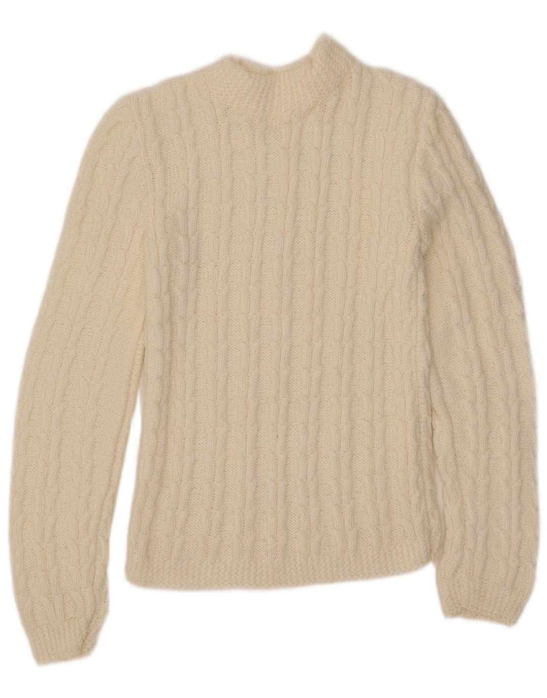 Pulover vintage cu gât țestoasă pentru femei UK 8 Small Off White