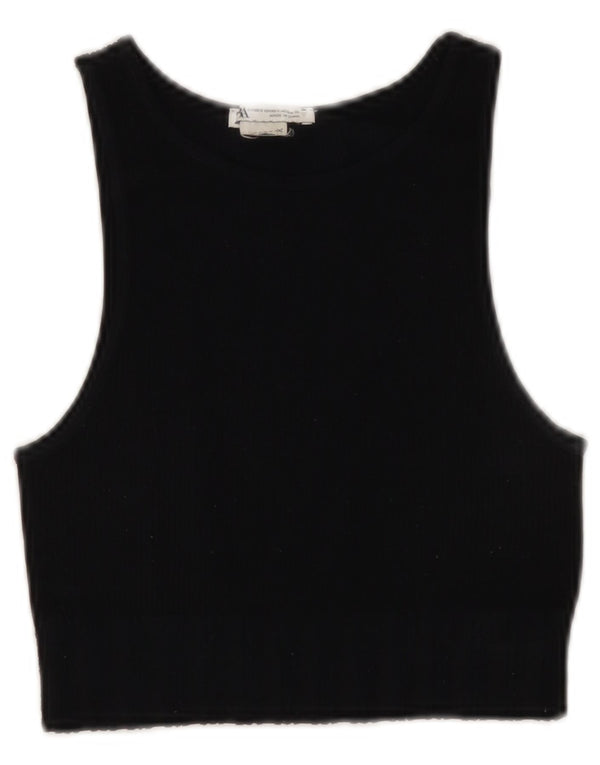 ZARA Womens Crop Vest Top UK 4 XS Black