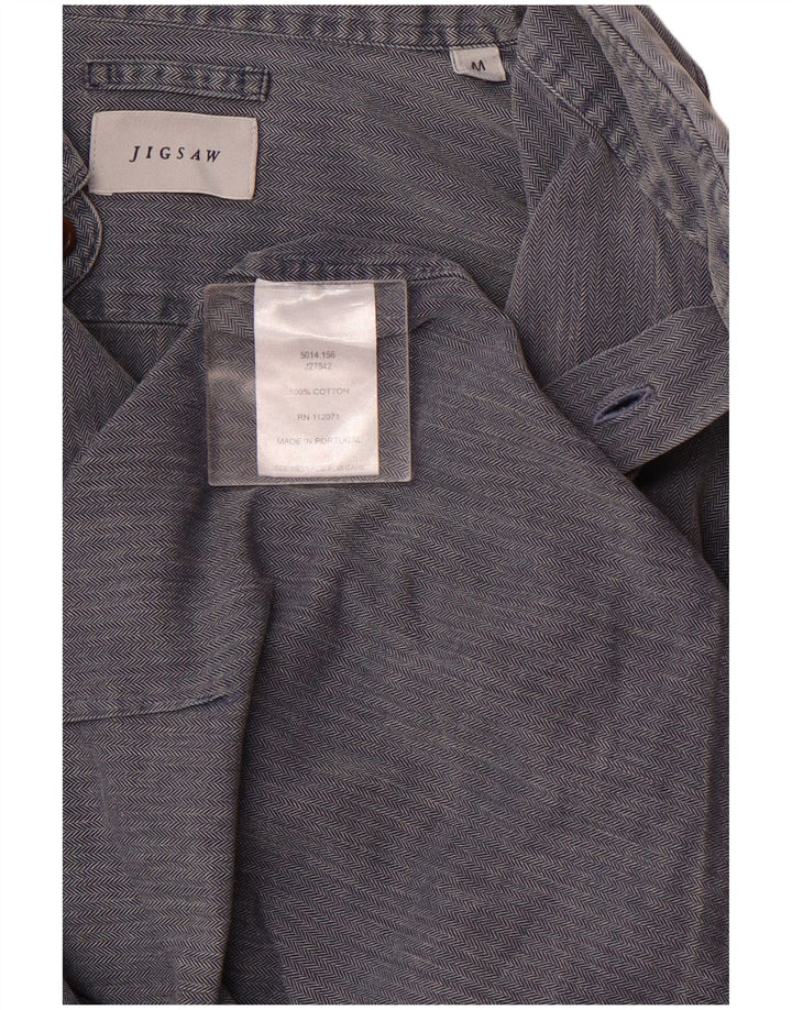 Cămașă Jigsaw pentru bărbați, bumbac cu țesătură albastru medie