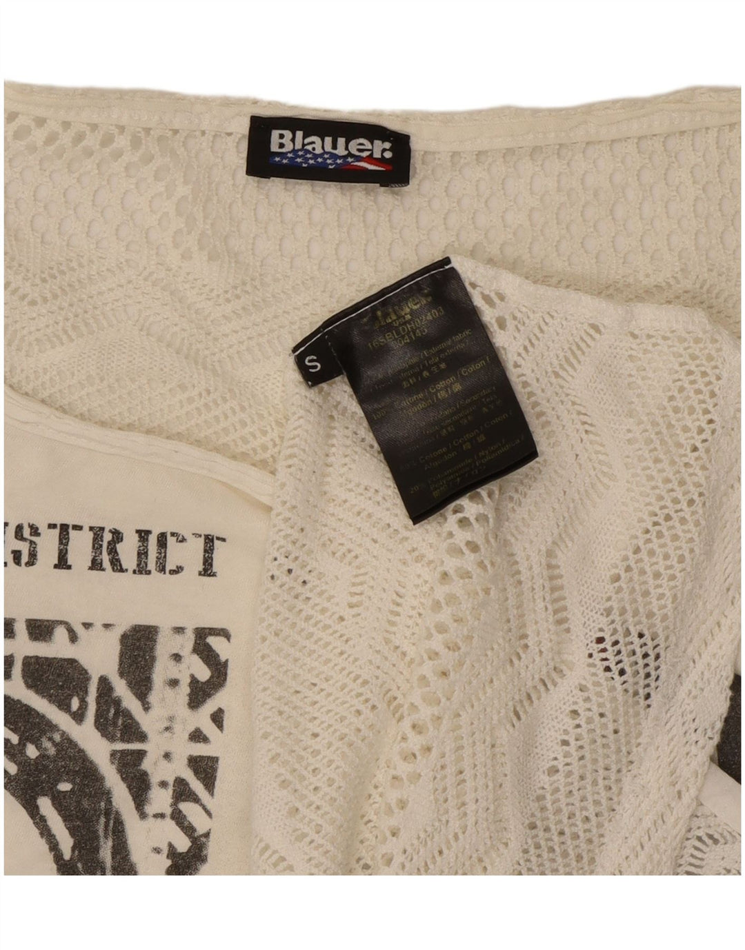 Tricou cu grafic supradimensionat Blauer pentru femei Top UK 10 Small Off White Bumbac