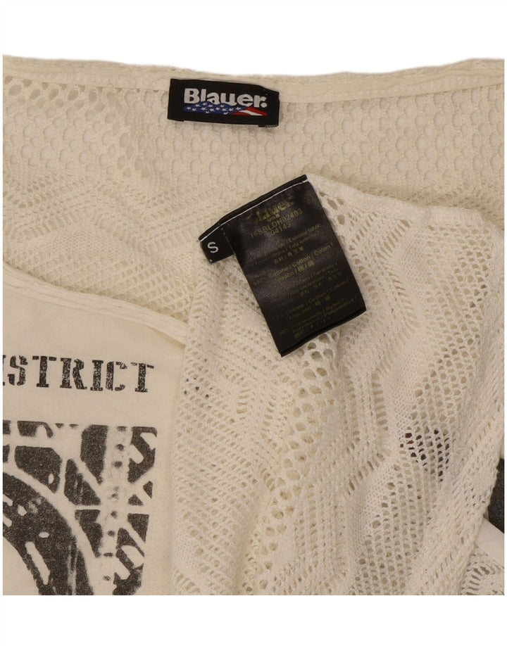 Tricou cu grafic supradimensionat Blauer pentru femei Top UK 10 Small Off White Bumbac