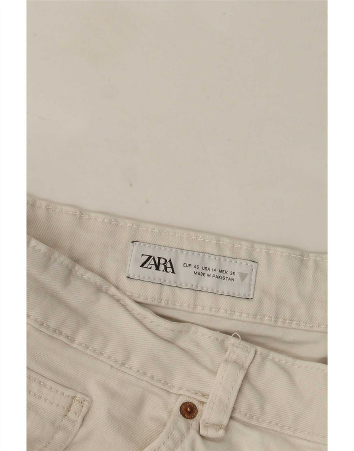 Blugi drepti pentru femei Zara EU 46 2XL W36 L26 Alb