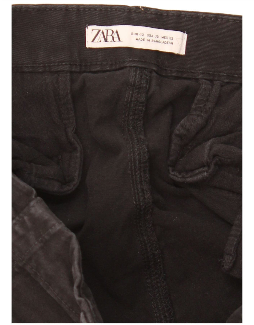Pantaloni cargo drepti pentru bărbați ZARA EU 42 Large W32 L29 Negru