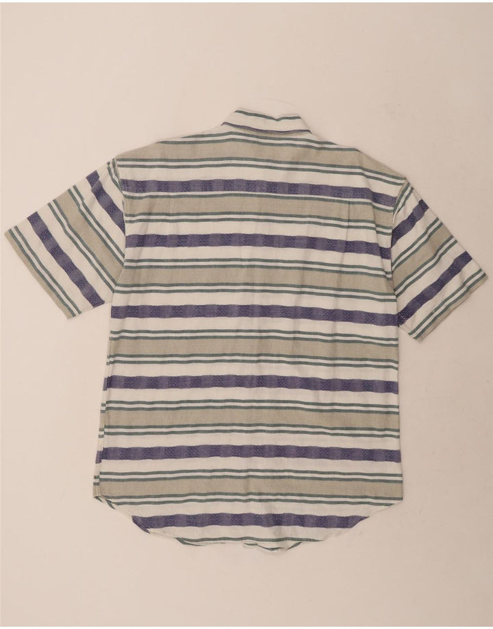 C&A Mens Short Sleeve Shirt Large Multicoloured Striped Cotton Vintage C&A and Second-Hand C&A from Messina Hembry 