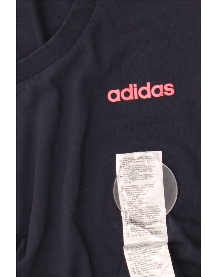 ADIDAS Tricou Femei Top UK 12 Medium Bleumarin Bumbac