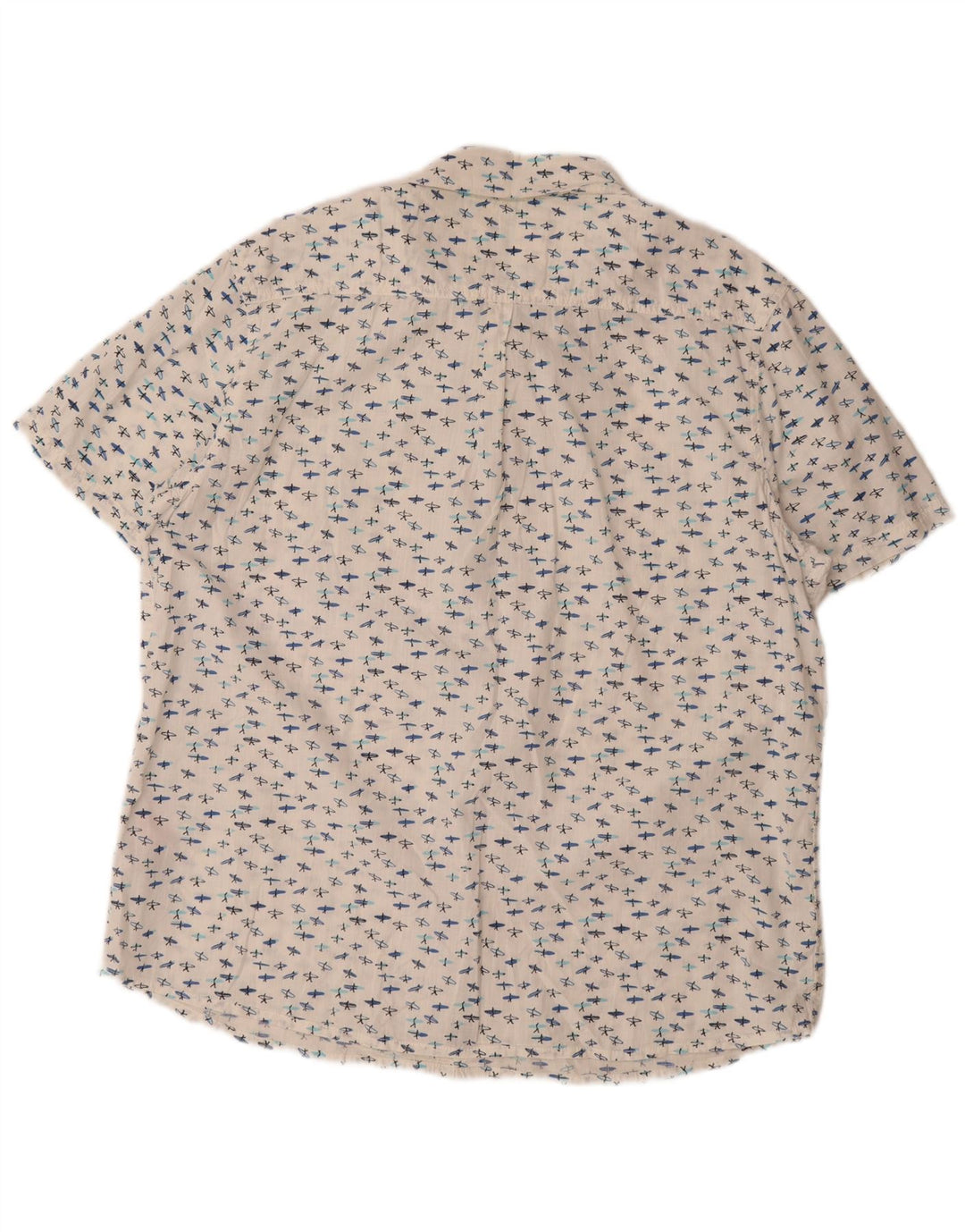 Cămașă cu mânecă scurtă pentru bărbați Weird Fish cu model abstract, bumbac alb XL