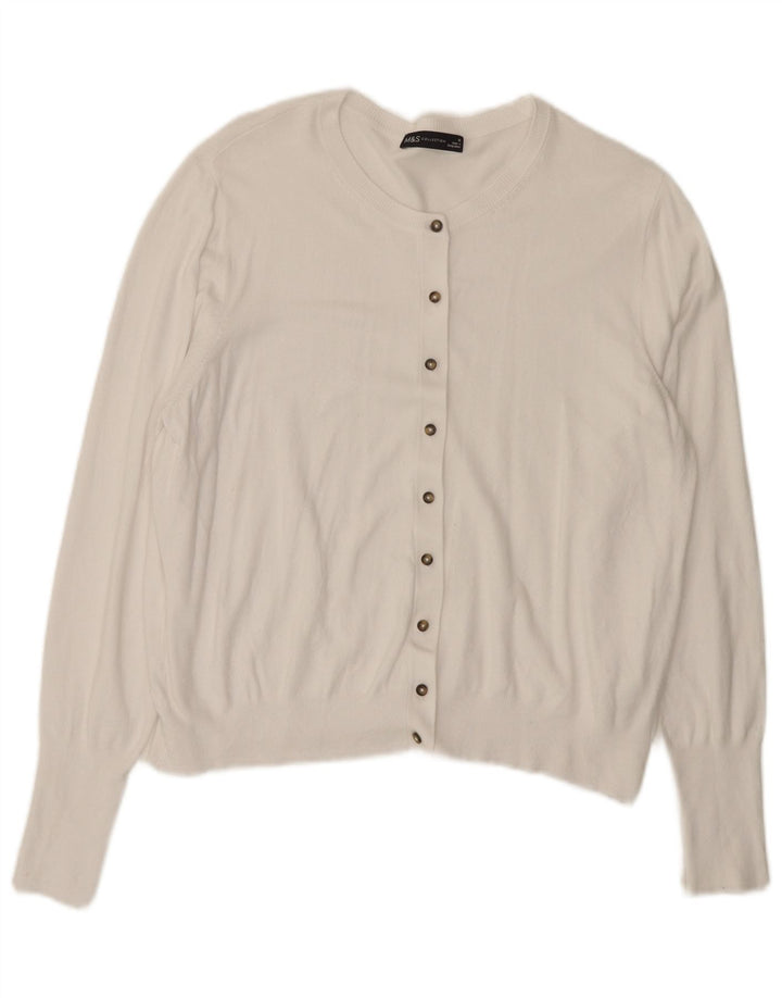 Pulover cardigan pentru femei Marks & Spencer UK 18 XL, viscoză albă