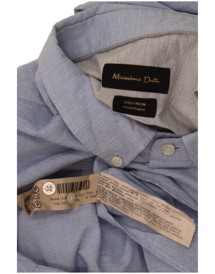 Cămașă Massimo Dutti pentru bărbați 2XL, bumbac cu dungi albastre