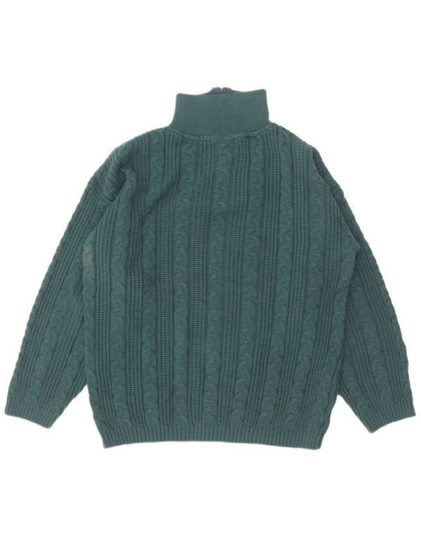 Pulover vintage pentru bărbați cu fermoar și gât UK 38/40 Poliacrilic verde mediu